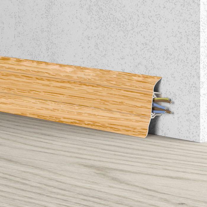 Skaben Waterproof skirting board Soft Lip with cable channel Oak Aged Amber 019 main product photo