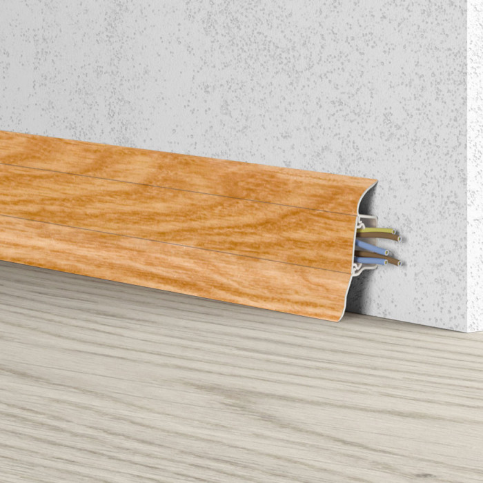 Skaben Waterproof skirting board Soft Lip with cable channel Golden Oak 009 main product photo