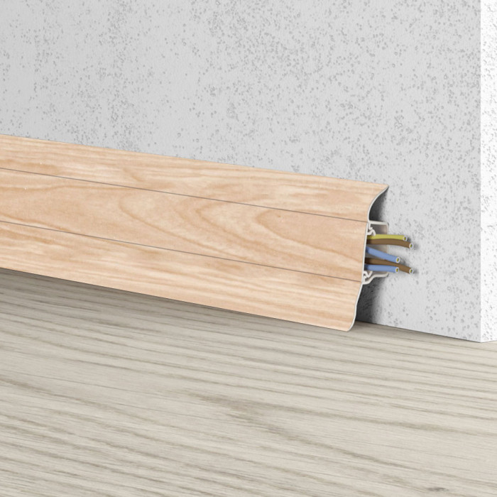 Skaben Waterproof skirting board Soft Lip with cable channel Oak Desert Beige 017 main product photo