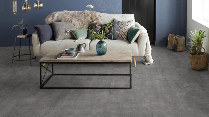 Tarkett Suelo de diseño iD Click Ultimate 70 Naturals Patina Concrete Dark Grey Loseta 4V main product photo