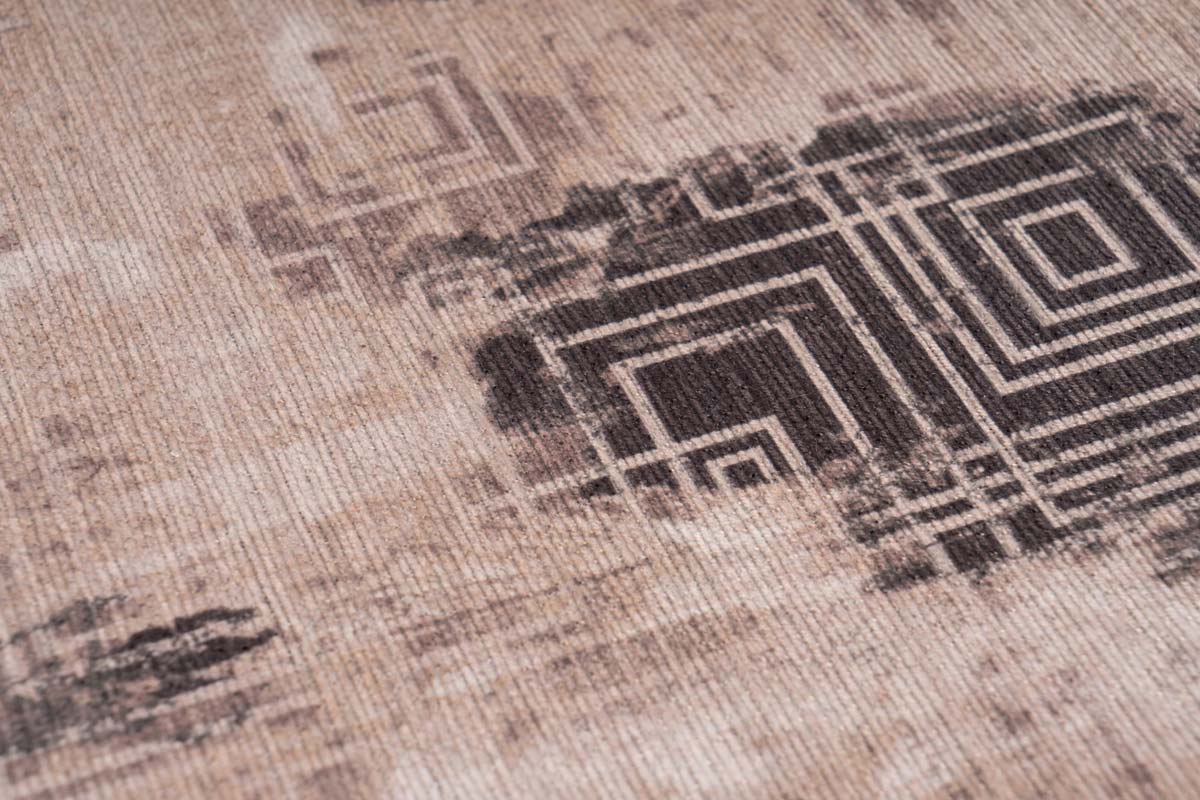 Teppich VINTAGE GEOMETRISCH Creme / Schwarz / Braun rechteckig Höhe 5 mm Raum3