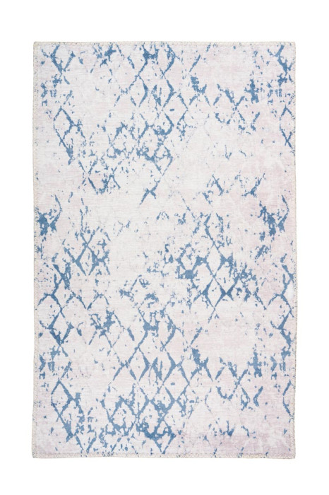 Tapis VINTAGE RHOMBES Blanc / Bleu rectangulaire Epaisseur 5 mm main product photo