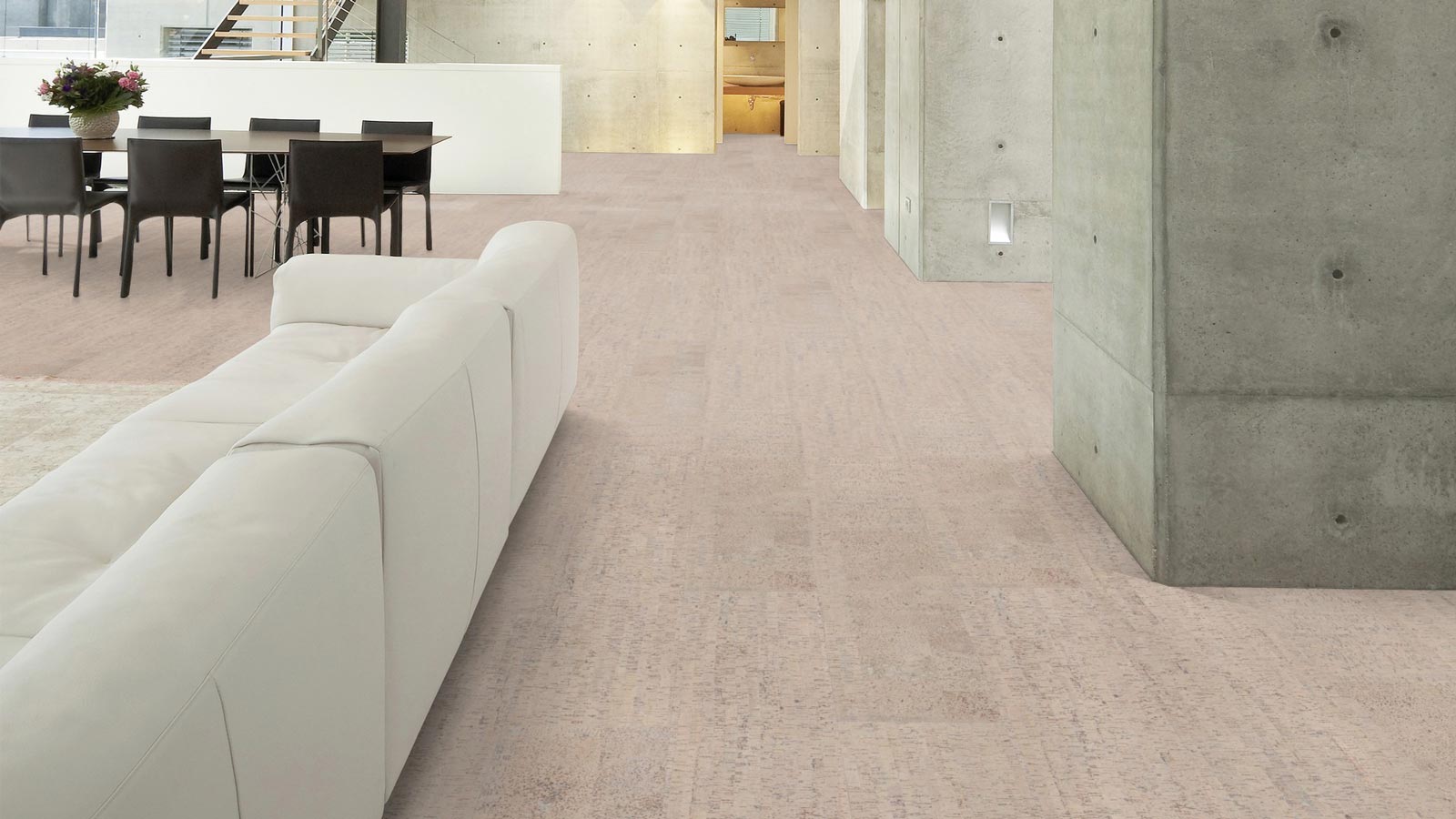 Wicanders Korkboden cork Essence Fashionable Antique White Fliese Raum4