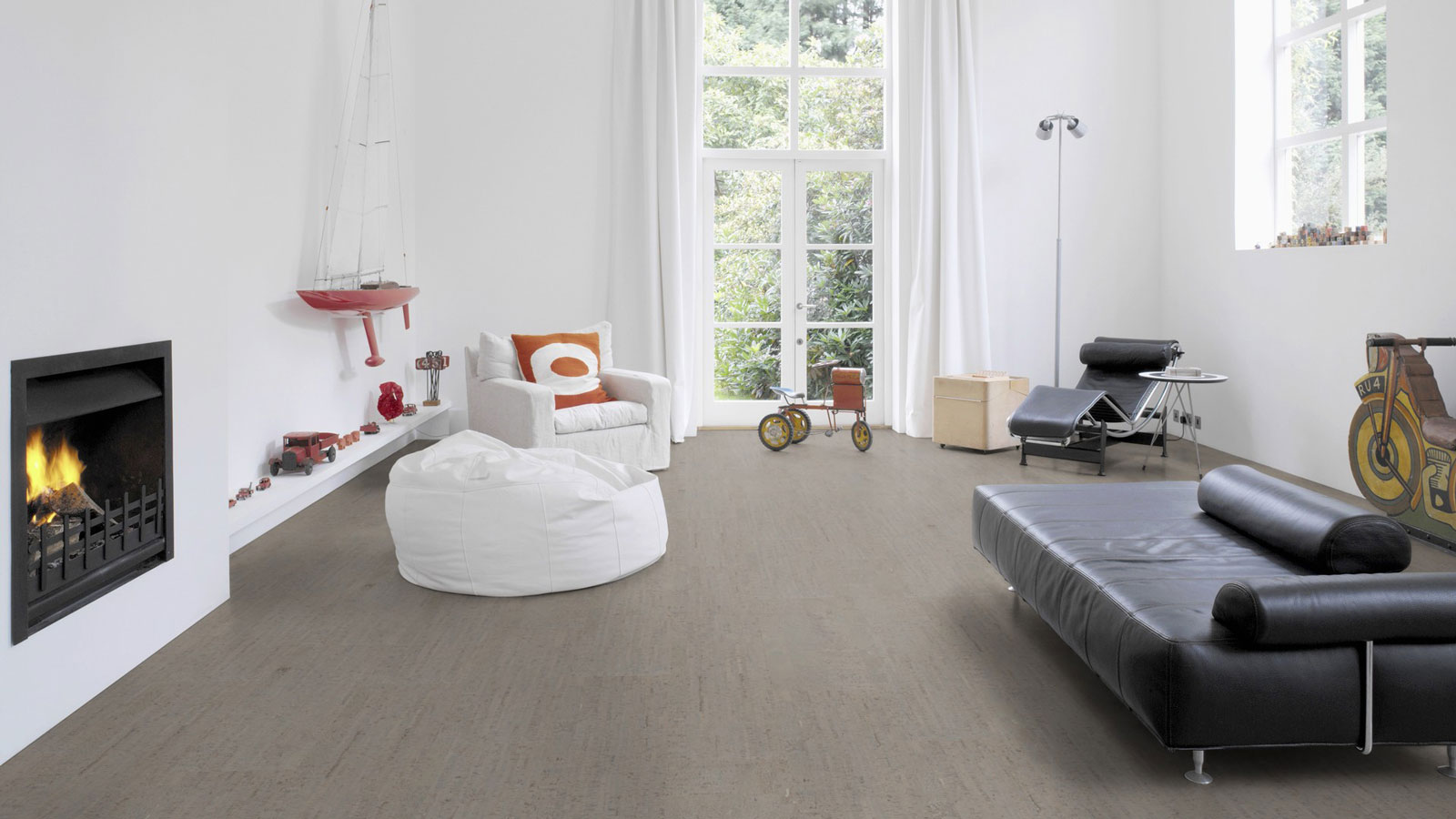 Wicanders Korkboden cork Pure Fashionable Antracite vorversiegelt Fliese Raum3