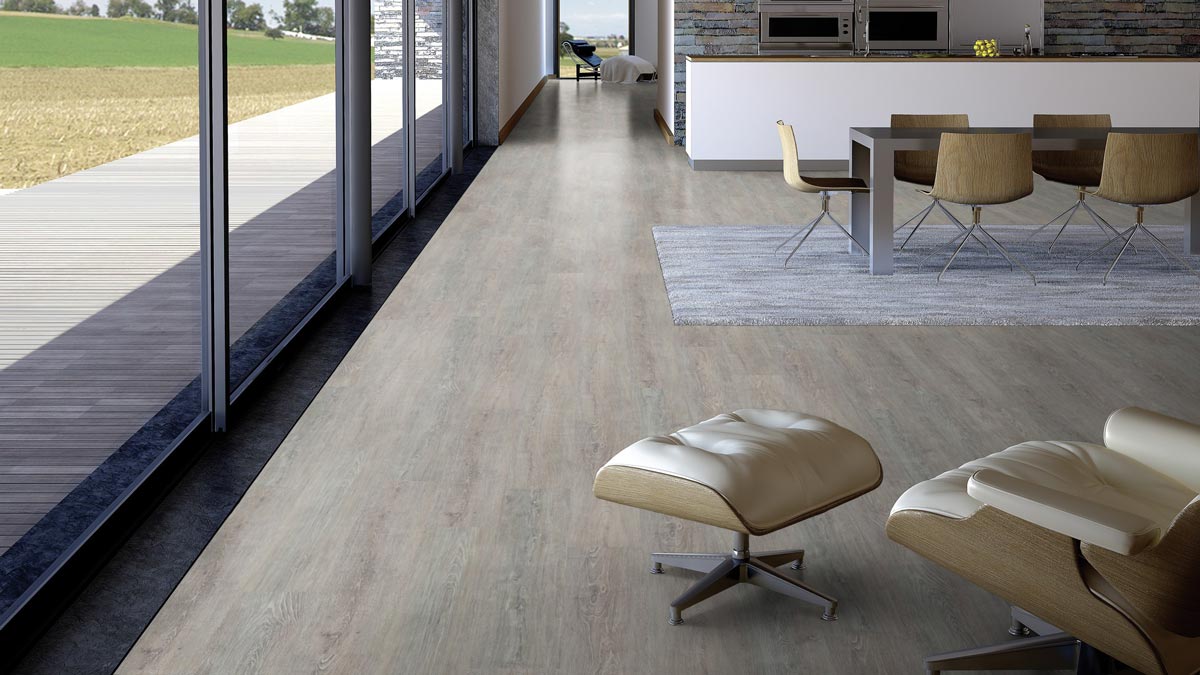 Wicanders Korkboden wood Essence Eiche gekalkt Platinum 1-Stab Landhausdiele / Kurzdiele Raum5