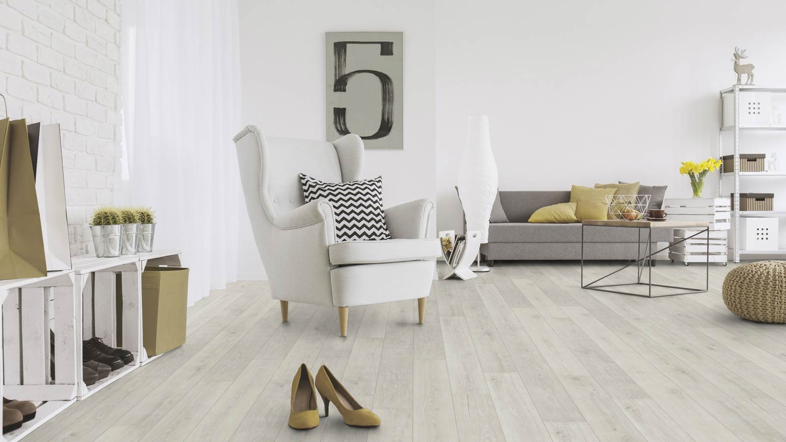 Wicanders Korkboden wood Essence Washed Haze Oak 1-Stab Landhausdiele / Langdiele 4V Raum4