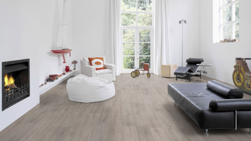 Wicanders Cork flooring wood Hydrocork Oak Limed Grey 1-strip 4V main product photo