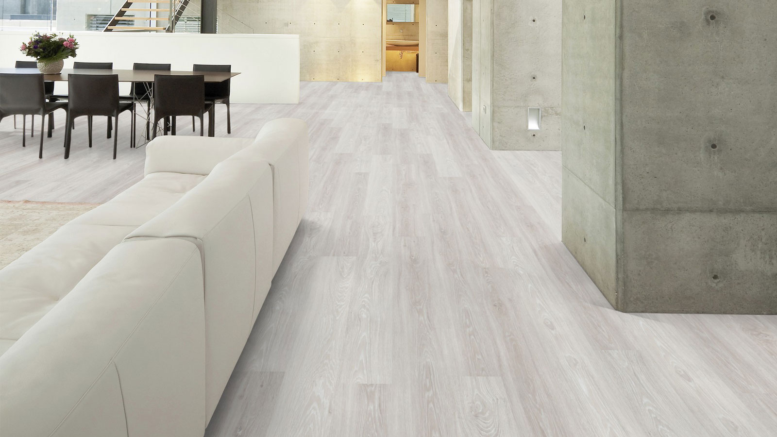 Wicanders Vinyl wood Go Washed Moon Oak 1-Stab Landhausdiele Raum4