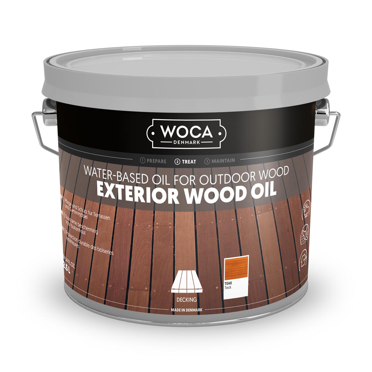 WOCA Exterior Öl Teak zum Schutz von Holzterrassendielen 2,5 L