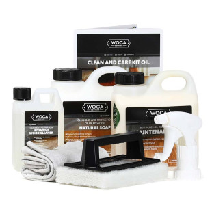 WOCA Pflegebox Öl Weiß für helle Böden - Komplettpaket für Reinigung und Pflege heller Holzoberflächen