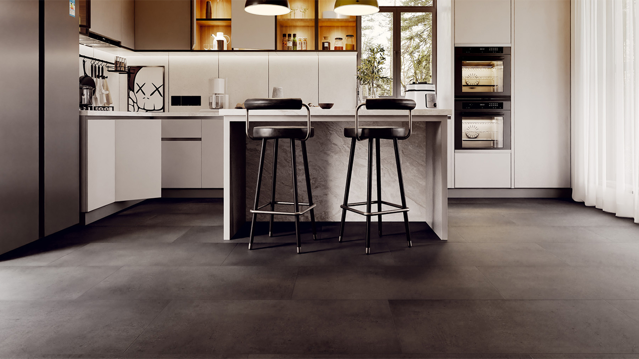 Rigid Klick Vinyl - Urban XL Tile Basalt Grau | Trittschall integr. (VCUX001)