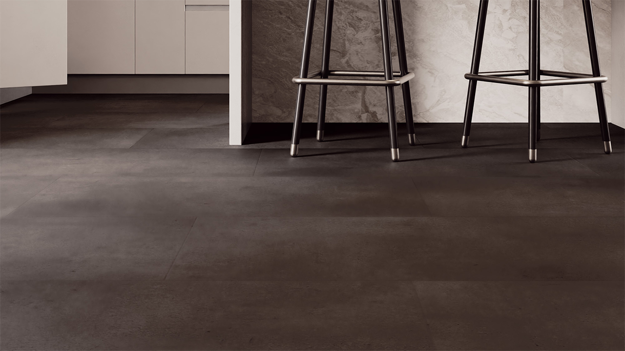 Rigid Klick Vinyl - Urban XL Tile Basalt Grau | Trittschall integr. (VCUX001)