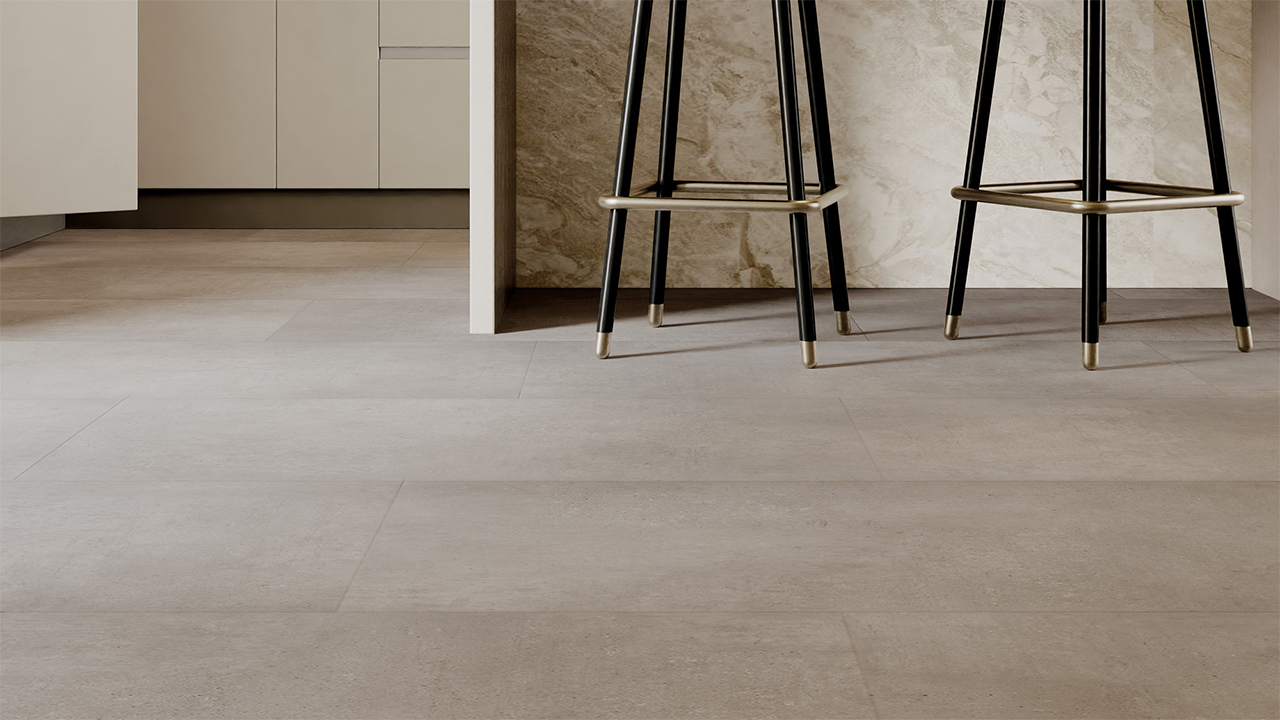 Rigid Klick Vinyl - Urban XL Tile Travertin Warm | Trittschall integr. (VCUX002)
