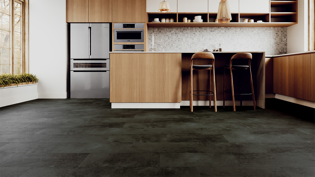 Rigid Klick Vinyl - Urban Tile Beton Dunkel | Trittschall integr. (VCU004)