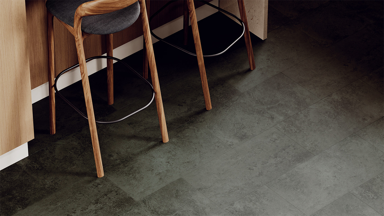 Rigid Klick Vinyl - Urban Tile Beton Dunkel | Trittschall integr. (VCU004)