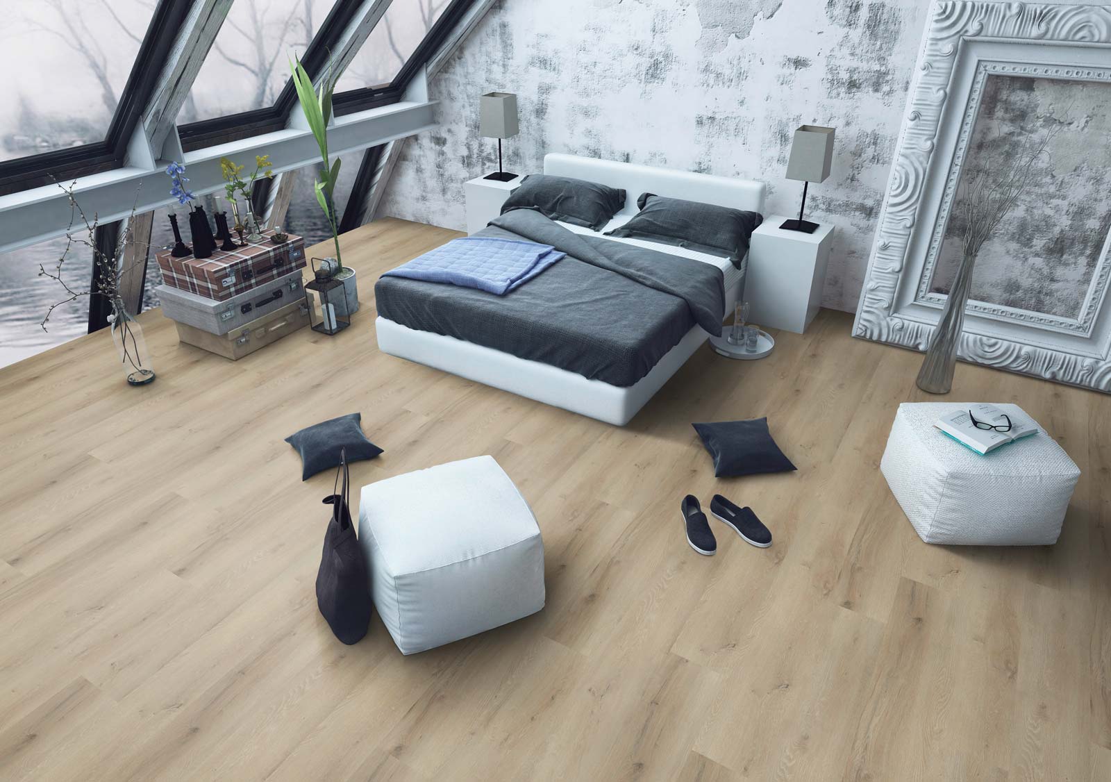 Skaben Design Rhino Click 30 XL Eiche Hell Schloss Breitenburg Real Feel Landhausdiele XL M4V Trittschallmatte Raum3