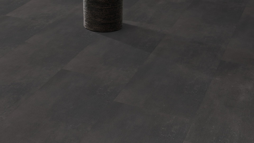Skaben Vinylboden Design Rhino Click 55 Zement Dunkelgrau Fliesenoptik 4V Trittschalldämmung