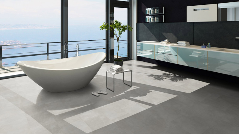 Skaben Vinyl Design Rhino Click 55 Cement Pearl Tile Look 4V incl. insulation main product photo