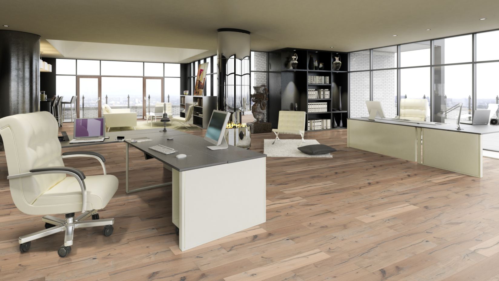 Skaben Parkett Premium Landhausdiele Eiche Alabama Tabakgrau Classic gebürstet neutral geölt 4V Raumbild 7