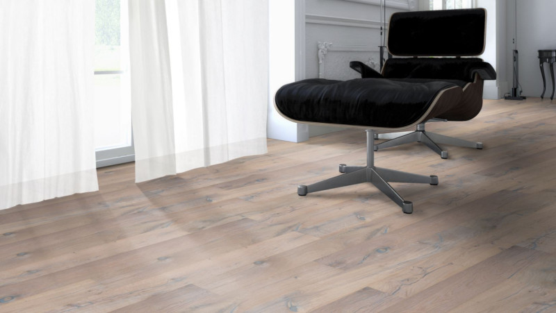 Skaben Parquet Premium 1-strip plank Oak Alabama White Classic Brushed White Oiled 4V main product photo