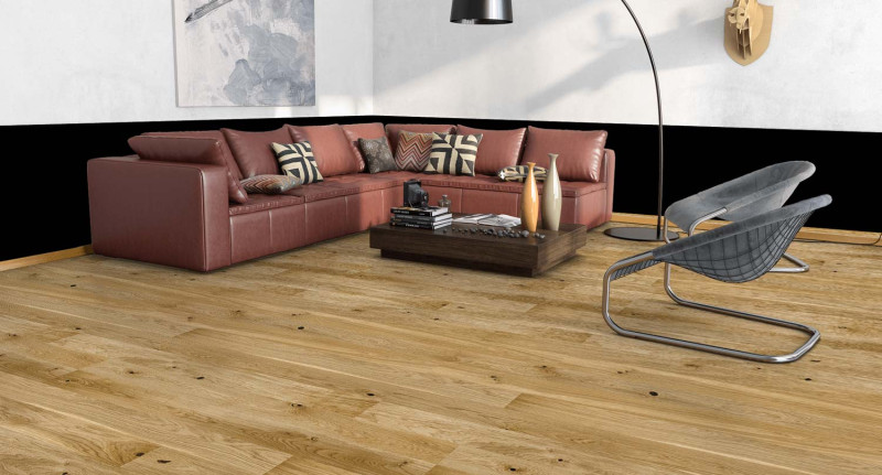 Skaben Parkett Premium Landhausdiele Eiche Rustic extramatt versiegelt gebürstet 4V main product photo