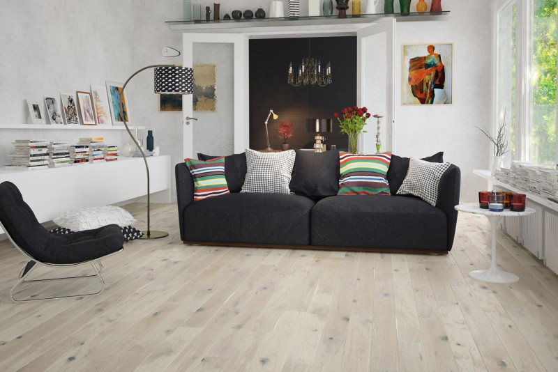 Skaben Parquet Premium 1-strip plank Oak Rustic Natural White Oiled Brushed 130mm Width M4V main product photo