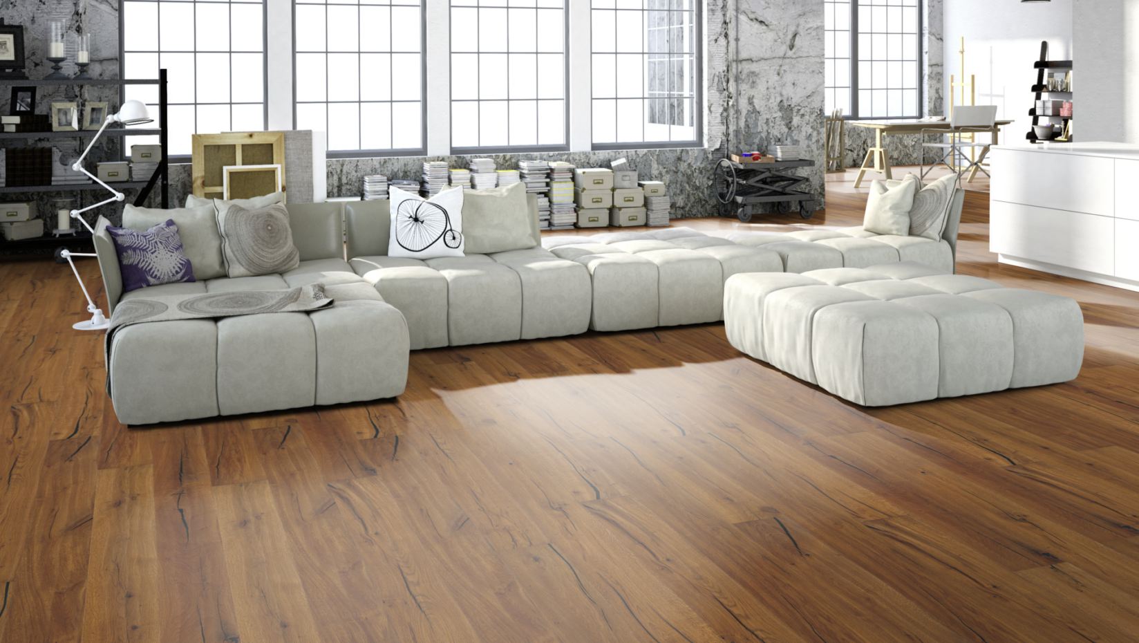 Skaben Parkett Premium Landhausdiele Eiche Elephant Skin Classic handgehobelt angeräuchert naturgeölt 4V Raumbild 2