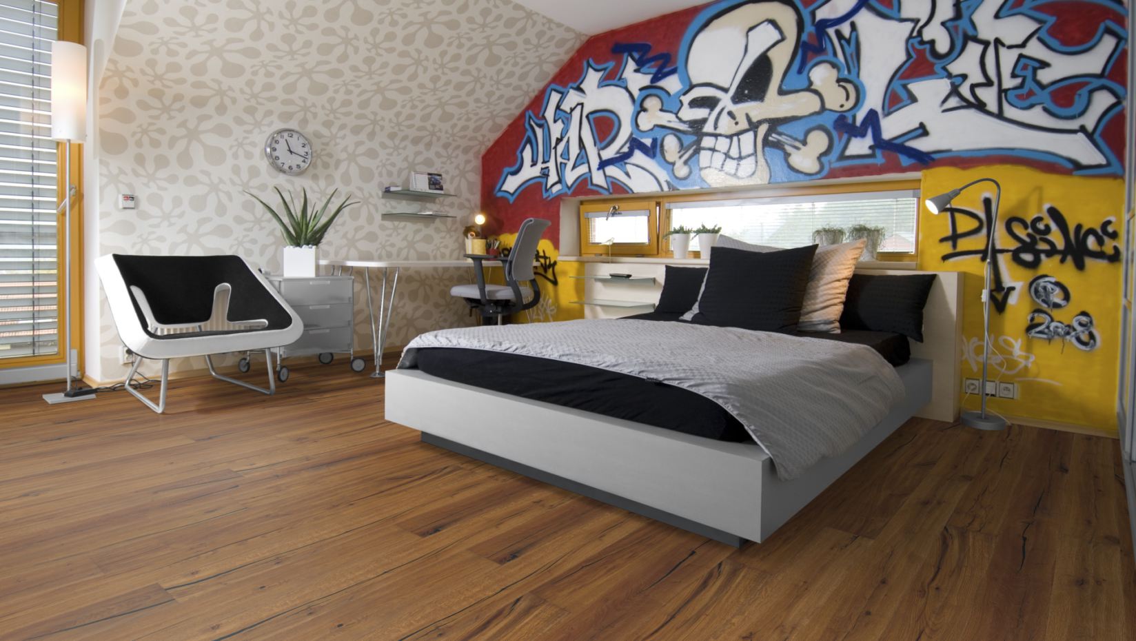 Skaben Parkett Premium Landhausdiele Eiche Elephant Skin Classic handgehobelt angeräuchert naturgeölt 4V Raumbild 7