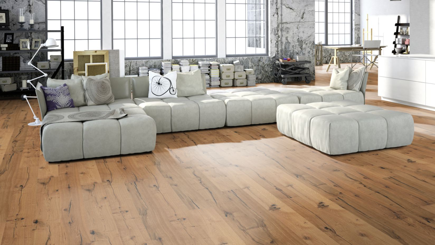 Skaben Parkett Premium Landhausdiele Eiche Elephant Skin Classic naturgeölt 4V Raumbild 3