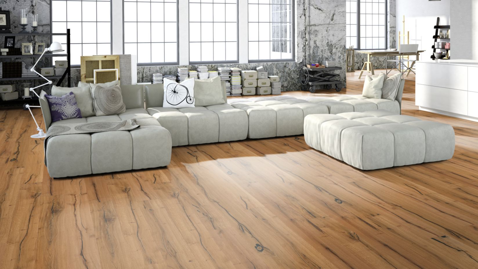 Skaben Parkett Premium Landhausdiele Eiche Handcrafted Classic handgehobelt naturgeölt 4V Raumbild 3