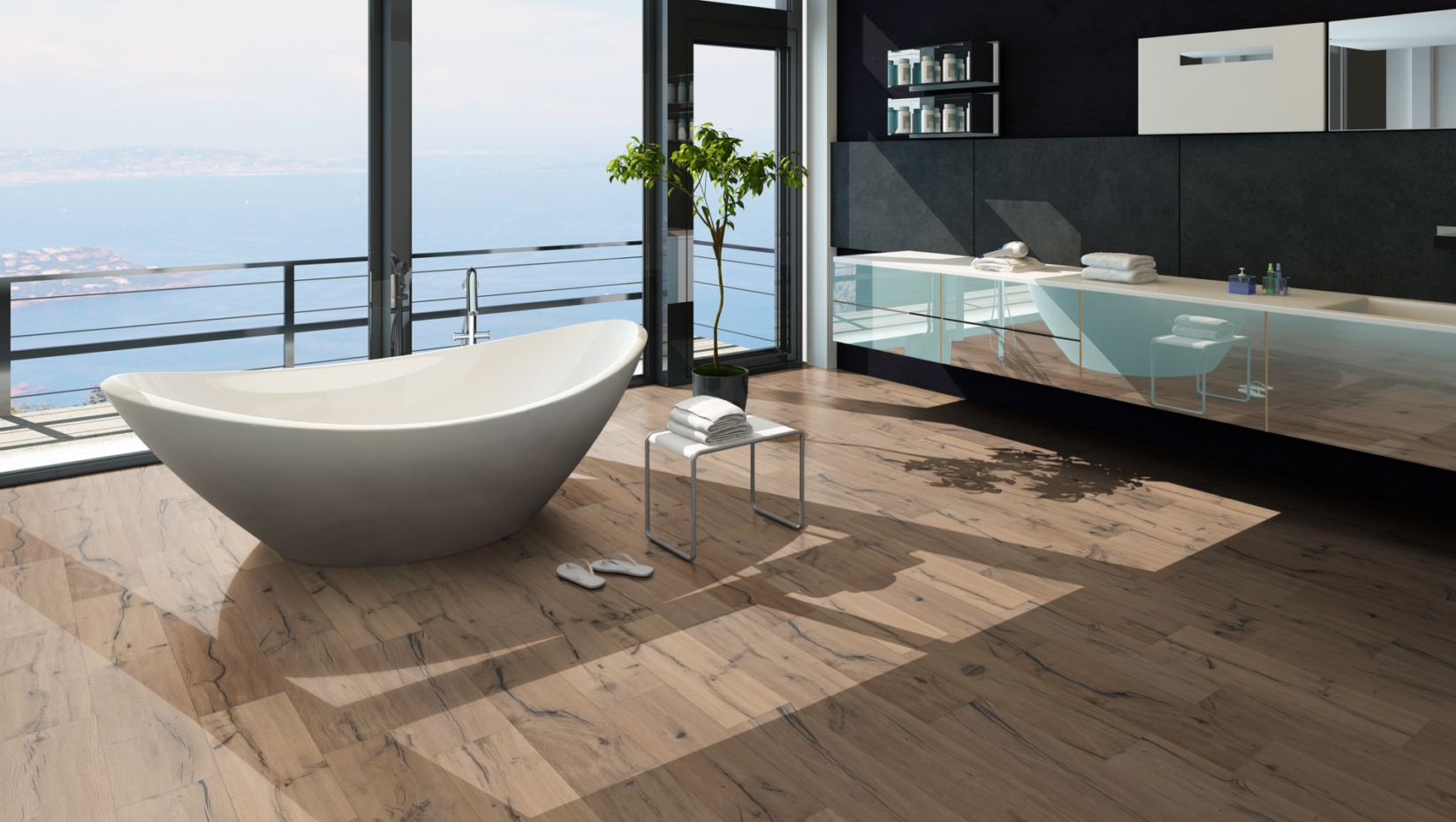 Skaben Parkett Premium Landhausdiele Eiche Kentucky Classic handgehobelt gebürstet neutral geölt 4V Raumbild 1