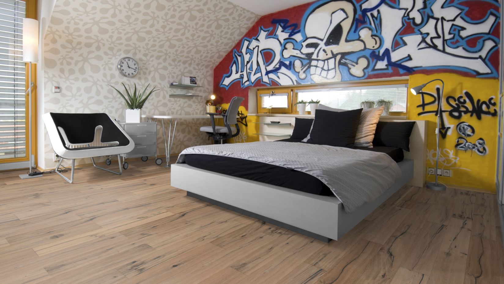 Skaben Parkett Premium Landhausdiele Eiche Kentucky Classic handgehobelt gebürstet neutral geölt 4V Raumbild 8