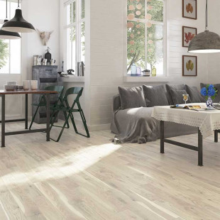 Skaben engineered wood flooring Premium 1-plank wideplank oak Lively extra matt sealed white 