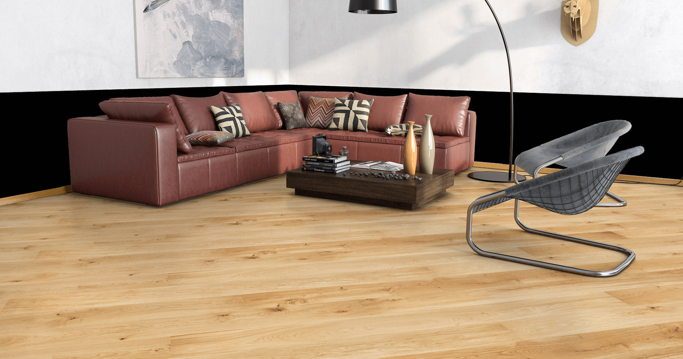 Skaben Parkett Premium 1-Stab Landhausdiele Eiche Lively natur geölt gebürstet 2V Raumbild 2