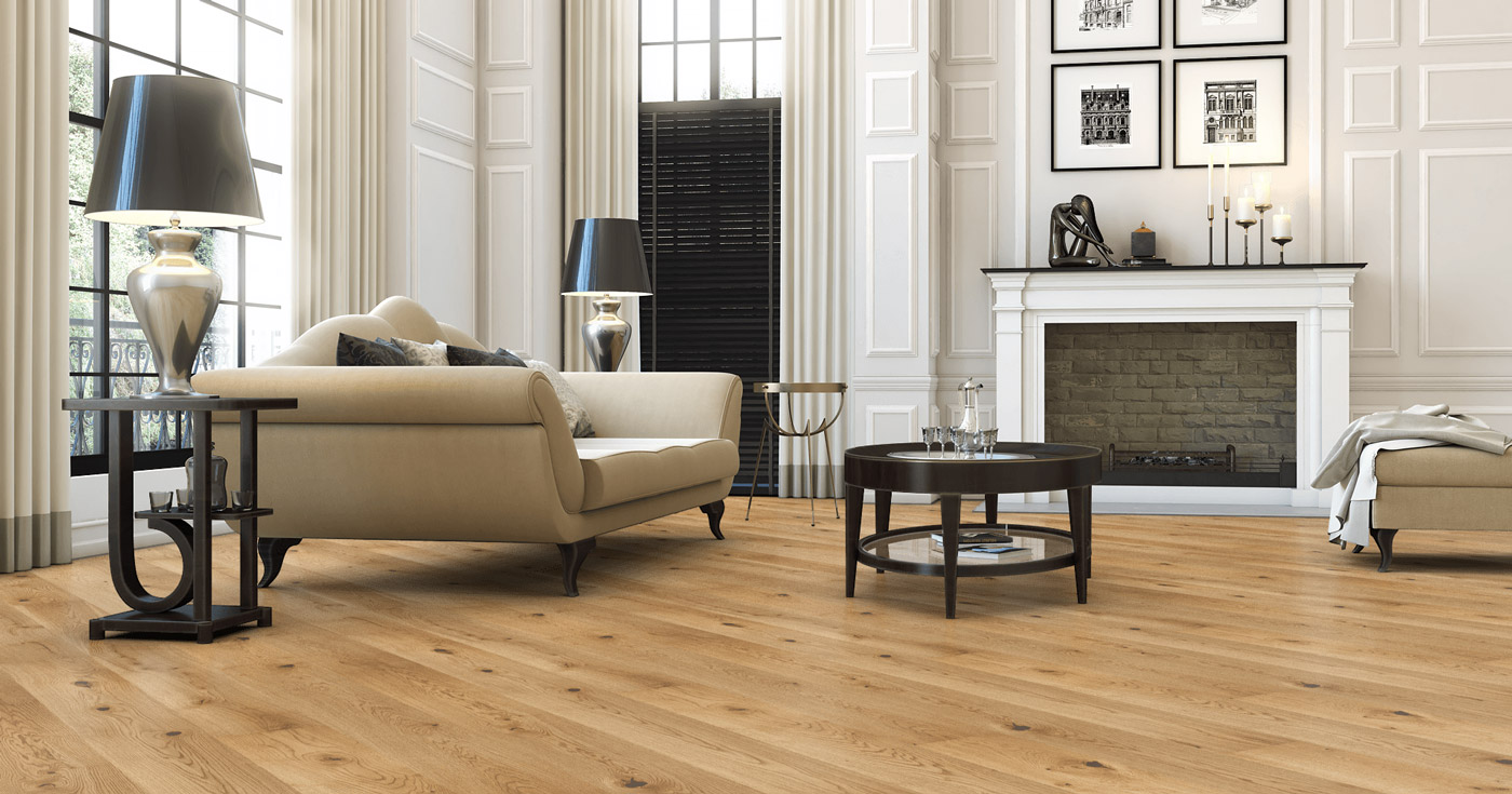 Skaben Parkett Premium 1-Stab Landhausdiele Eiche Rustic natur geölt Honig-braun gebürstet 2V Raumbild 4