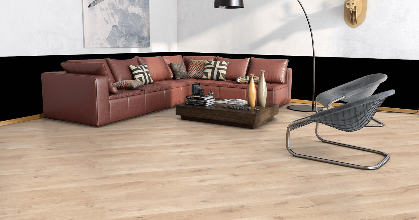 Skaben Parkett Premium 1-Stab Landhausdiele Eiche Rustic natur geölt weiß dunkel gebürstet 2V Raumbild 2