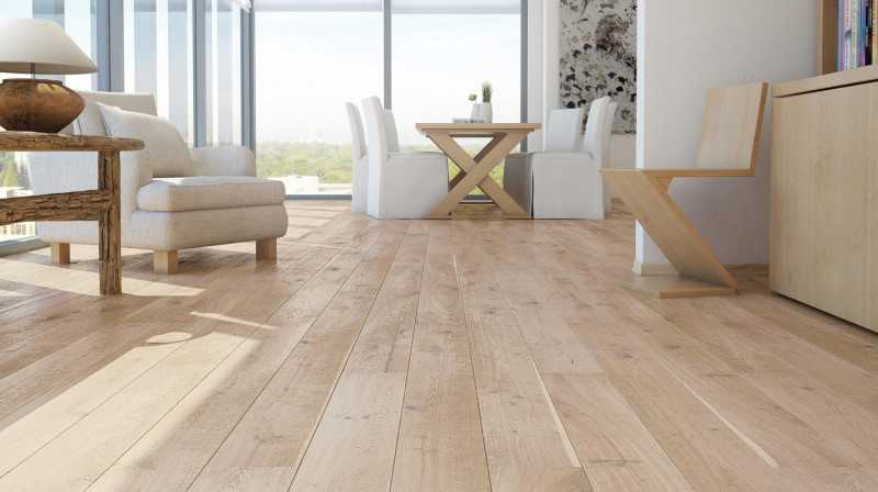 Skaben Parquet Premium 1-strip Oak Rustic Natural Oiled White Dark Brushed 2V main product photo