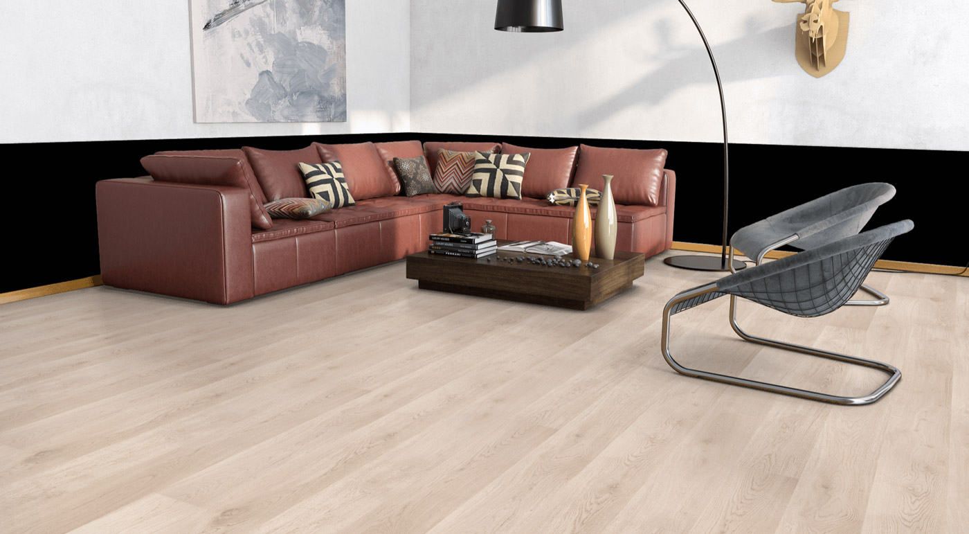 Skaben Parkett Premium 1-Stab Landhausdiele Eiche Rustic natur geölt weiß hell gebürstet 2V Raumbild 2