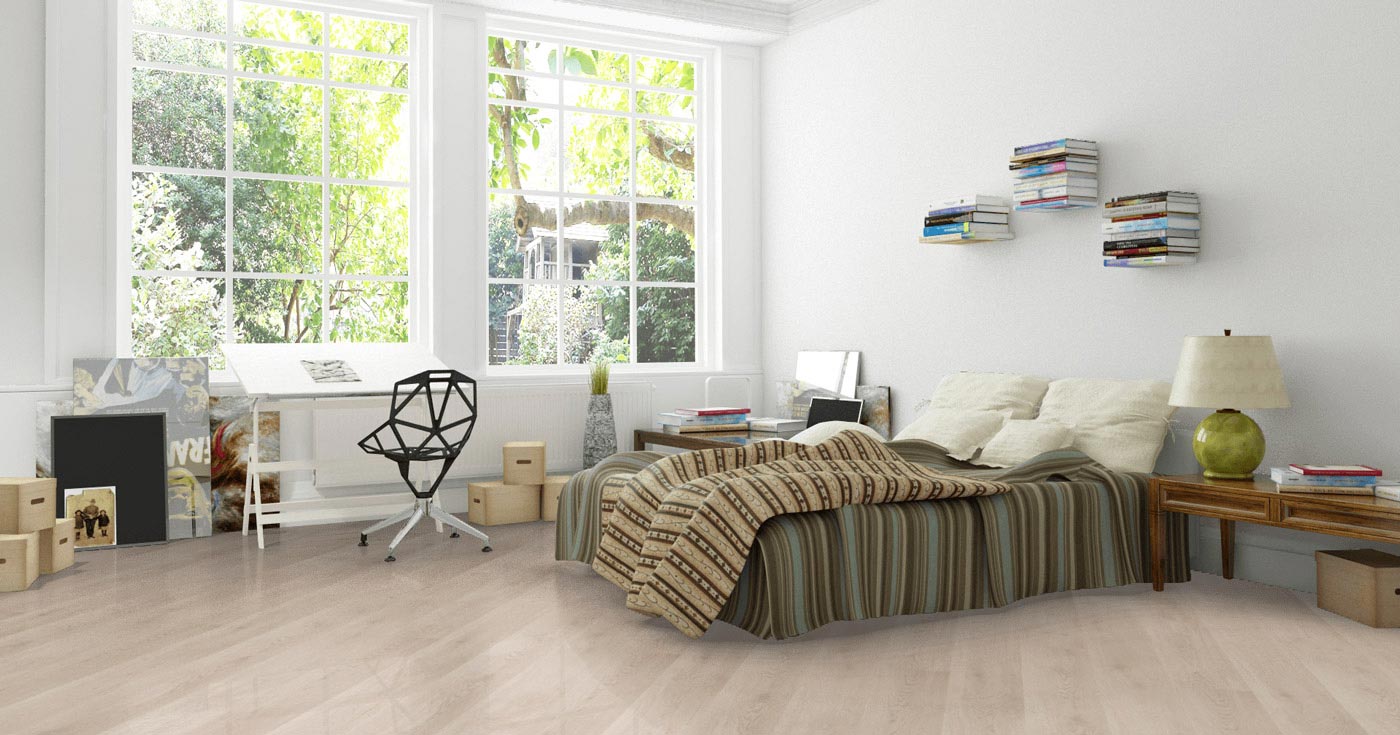 Skaben Parkett Premium 1-Stab Landhausdiele Eiche Rustic natur geölt weiß hell gebürstet 2V Raumbild 5