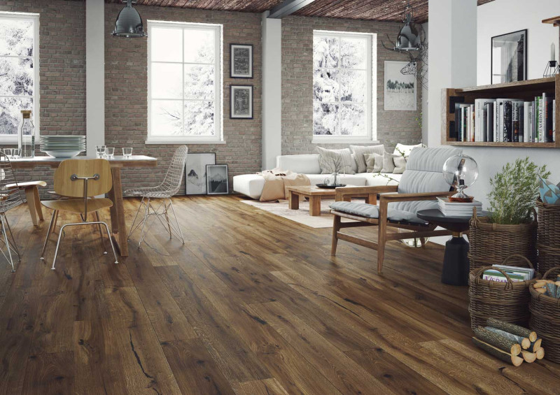 Skaben Parkett Premium 1-Stab Landhausdiele Eiche Unique natur geölt braun gebürstet 4V main product photo