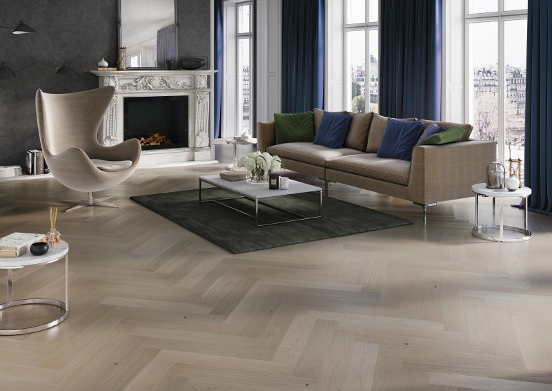 Skaben Premium Parquet à bâtons rompus Chêne Ambience extra mat verni gris brossé M4V main product photo