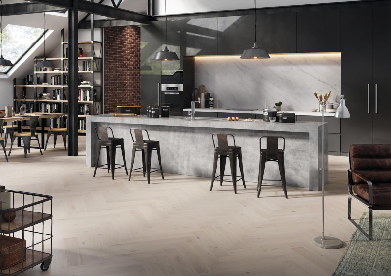 Skaben Premium Parquet à bâtons rompus Chêne Rustic extra mat verni crème brossé M4V main product photo