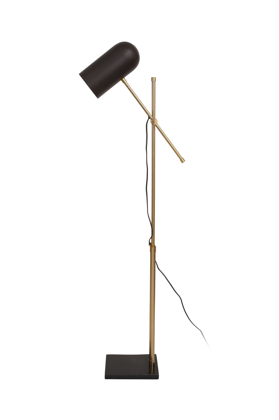 Stehlampe Nataly im Industrial Design in Farbe Schwarz / Gold aus Metall-Mix u. Marmor handgefertigt Raum3