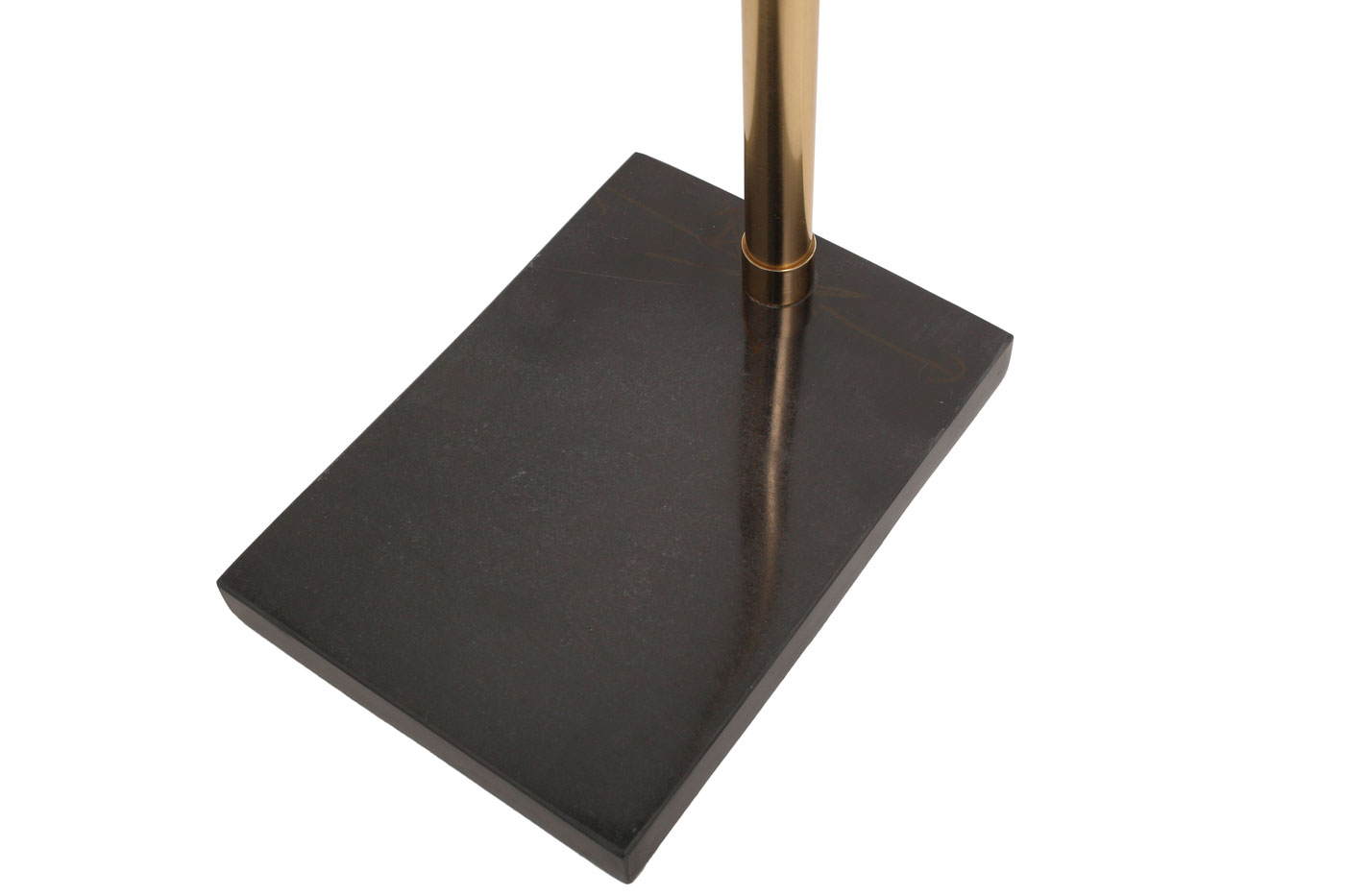 Stehlampe Nataly im Industrial Design in Farbe Schwarz / Gold aus Metall-Mix u. Marmor handgefertigt Raum7