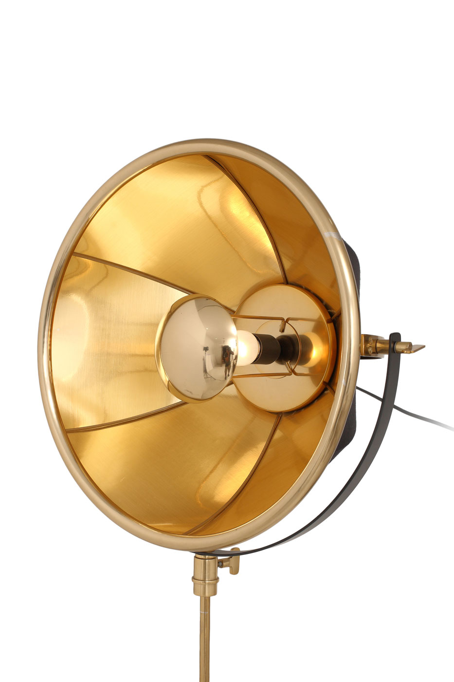 Stehlampe Rockstar im Industrial Design in Farbe Schwarz / Gold aus Stahl handgefertigt Höhe justierbar Raum6