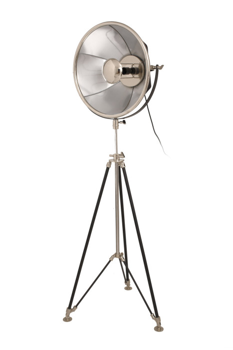 Stehlampe Rockstar in Industrial Design in Farbe Schwarz / Silber aus Stahl handgefertigt Höhe justierbar main product photo