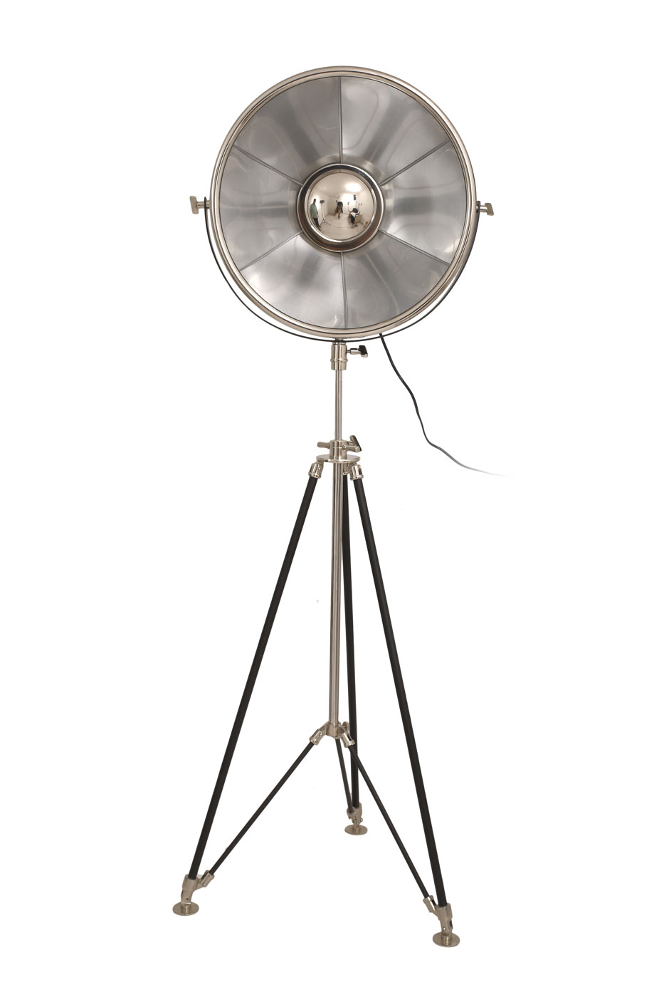 Stehlampe Rockstar im Industrial Design in Farbe Schwarz / Silber aus Stahl handgefertigt Höhe justierbar Raum3