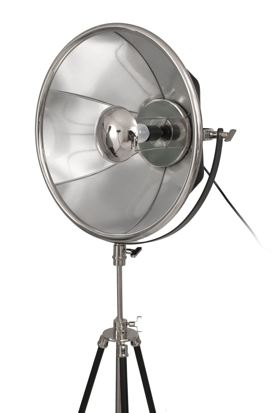 Stehlampe Rockstar im Industrial Design in Farbe Schwarz / Silber aus Stahl handgefertigt Höhe justierbar Raum6