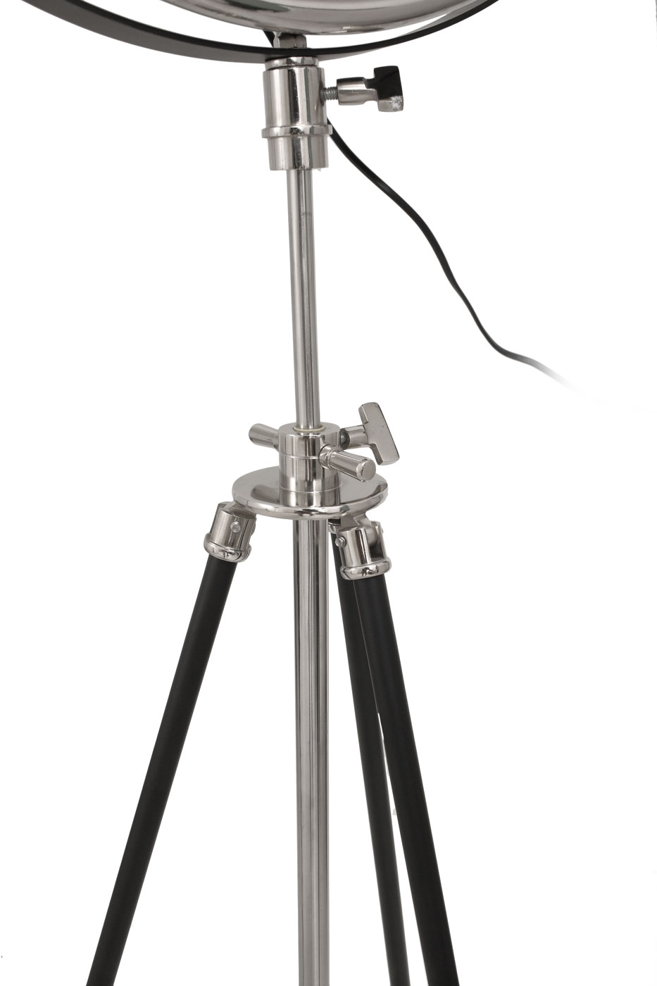 Stehlampe Rockstar im Industrial Design in Farbe Schwarz / Silber aus Stahl handgefertigt Höhe justierbar Raum7