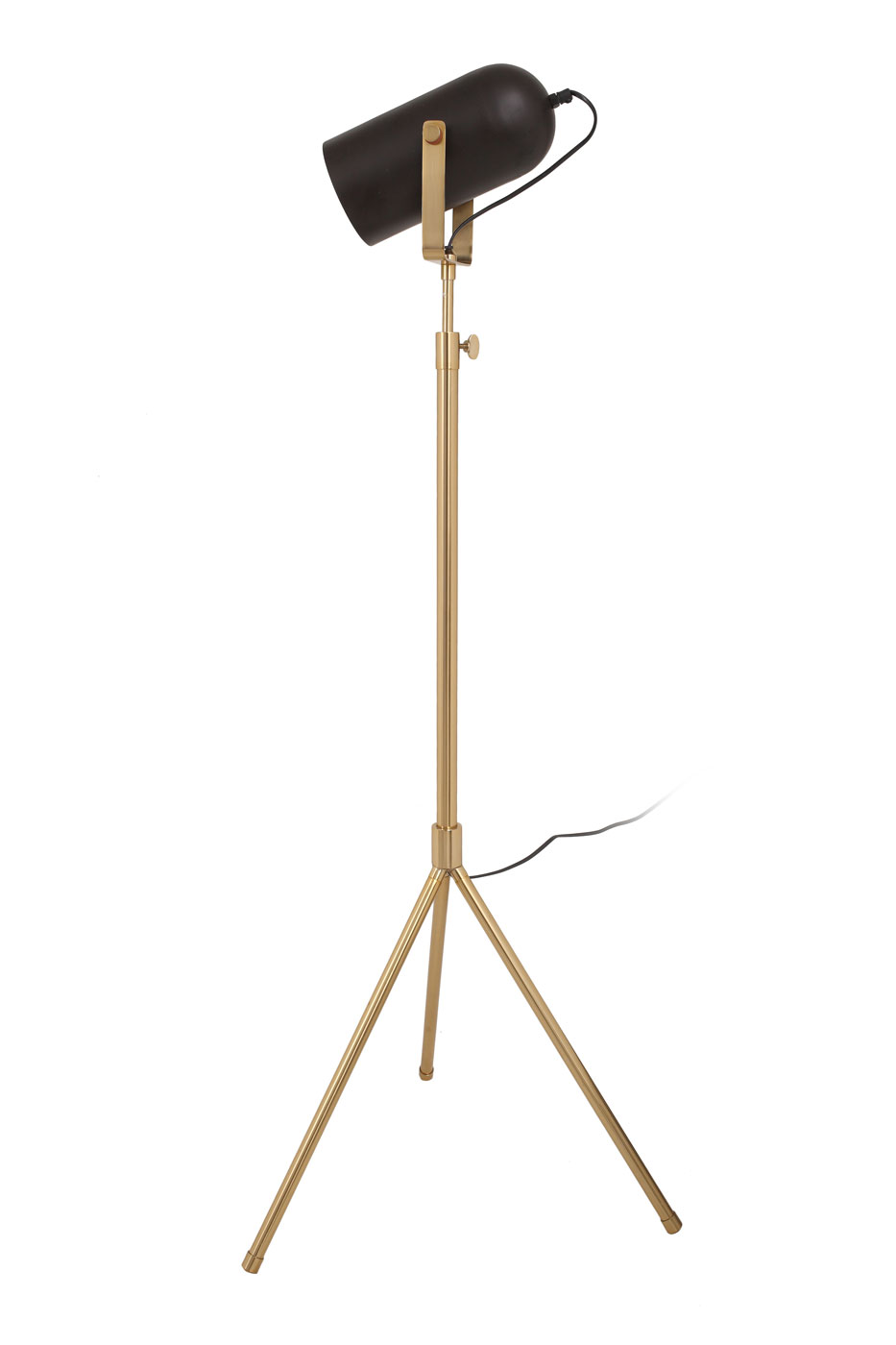 Stehlampe Star im Industrial Design in Farbe Schwarz / Gold aus Metall-Mix handgefertigt Höhe justierbar Raum4